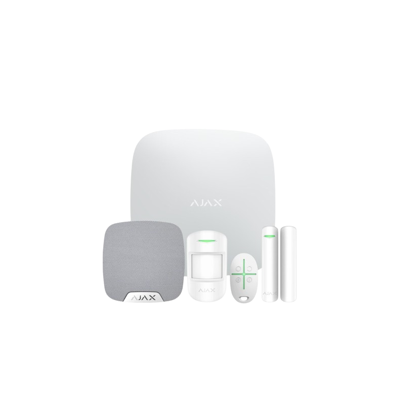 Starter kit blanco ajax con camaras hub 2 plus home siren door protect motionprotect space control