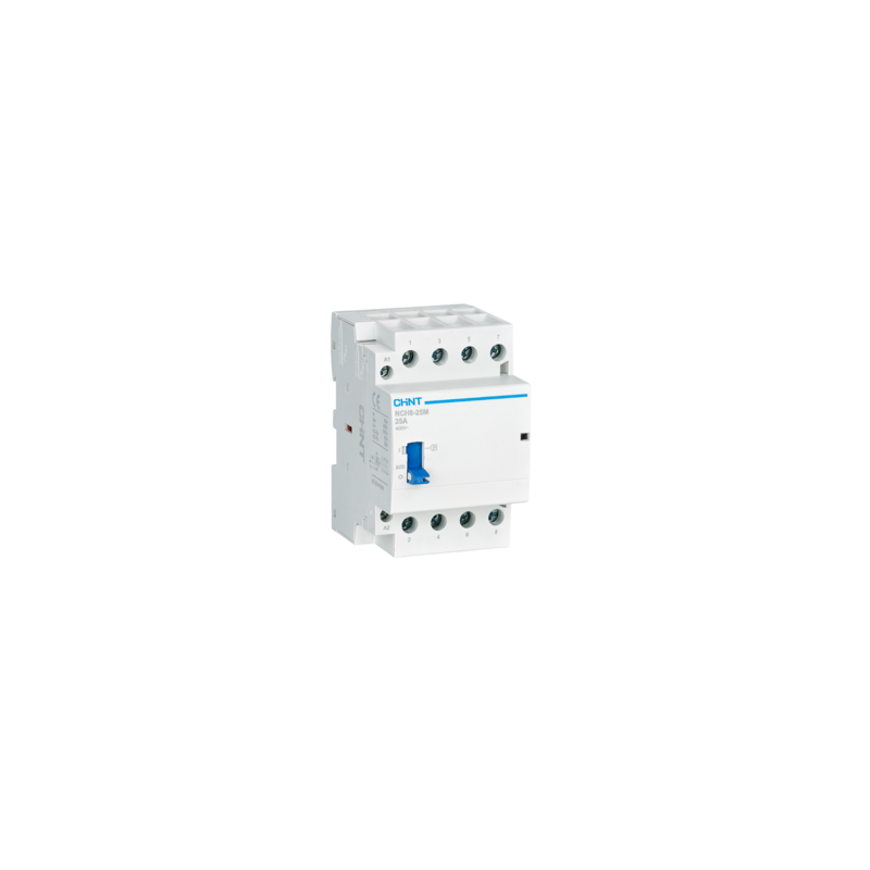 CONTACTOR DE INSTALACIÓN RIEL DIN CHINT NCH8-25M/40 - In:25A 4NA - Man/Rem - Bob: 24VCA