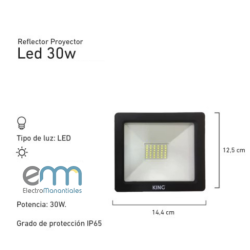 Reflector led 30w luz calida 6500k IP65 - KING