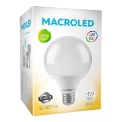 Lampara bulbo G95 14w luz calida 3000k E27 - Macroled