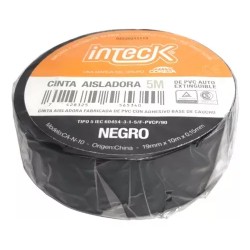 Cinta adhesiva PVC negra 10mts - Inteck