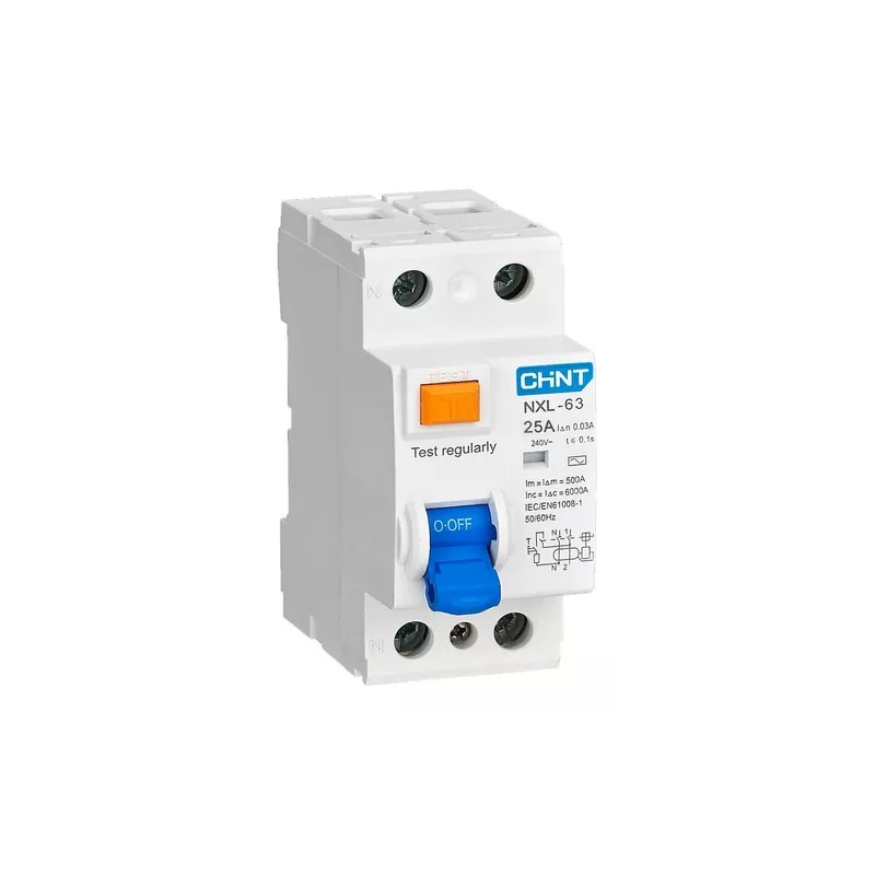 Disyuntor bipolar 2x25A - 30mA - Clase AC - 6kA - CHINT